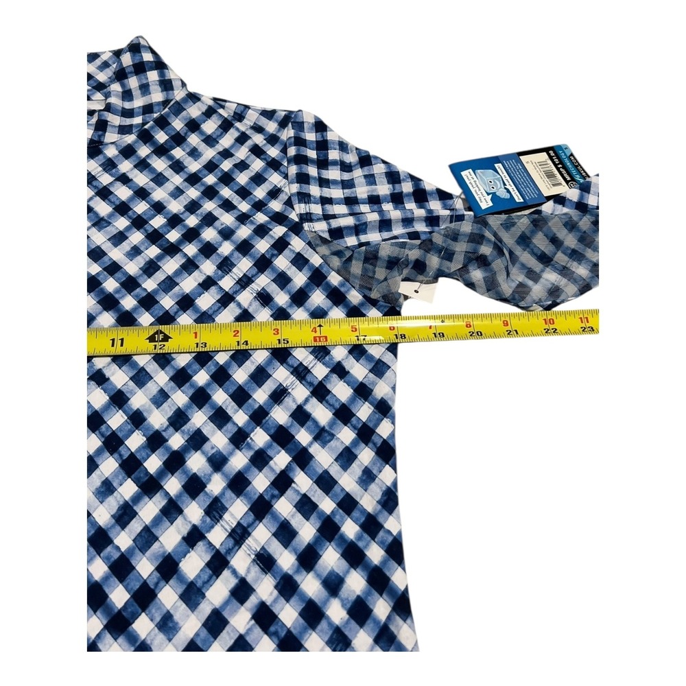IBKUL Navy/White Gingham Mock‎ Zip Long Sleeve Top UPF 50 Small NWT - Picture 11 of 16